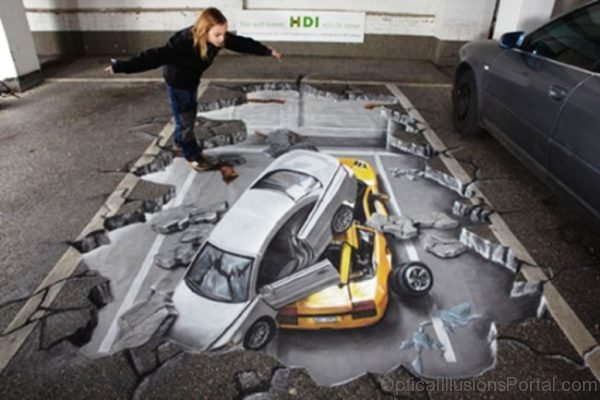 3D Cars Pavement Art