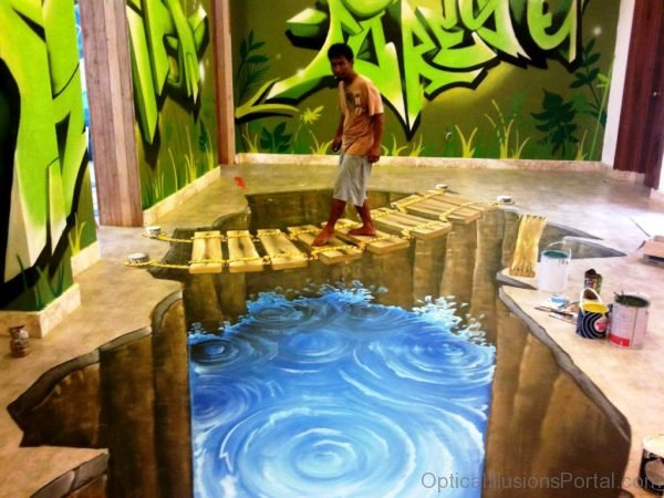 3D Trick Eye Painitng Mural Illusion