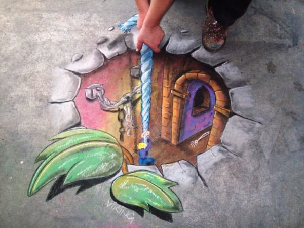 3d Chalk Drawing Optical Illusion