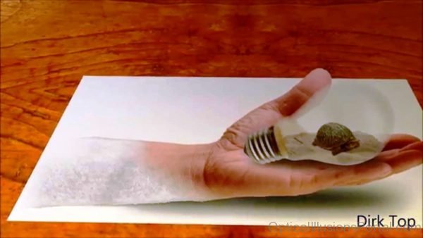 Anamorphic Optical Illusion Of Bulb