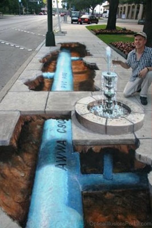 Chalk Drawing Of Fountain