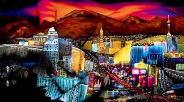 City Of Las Vegas Optical Illusion