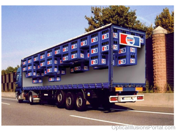 Clear Pepsi Truck Optical Illusion