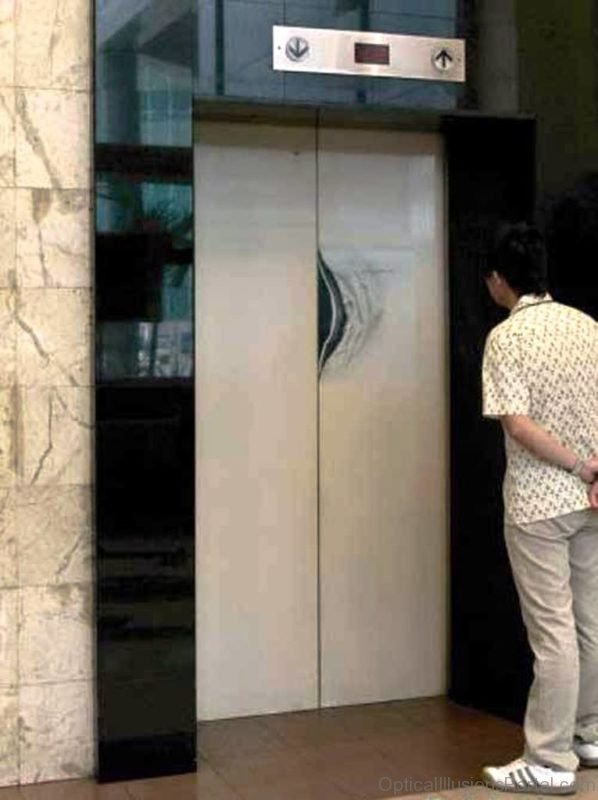Cracked Elevator Optical Illusion