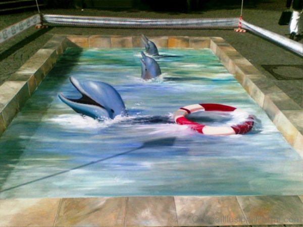 Dolphins Chalk Drawing