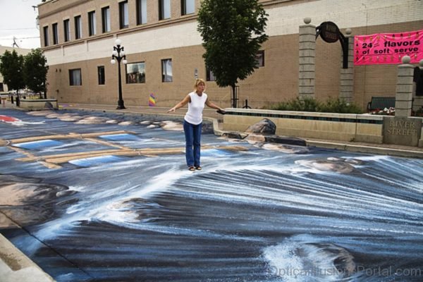 Drawing 3D Chalk Art Waterfall