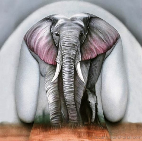 Elephant Body Paint Optical Illusion