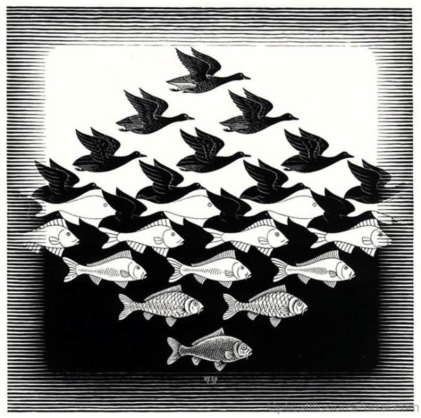 Escher Style Sky And Water Illusion