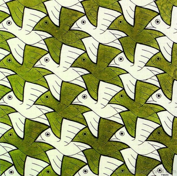Escher Symmetry Watercolor Bird