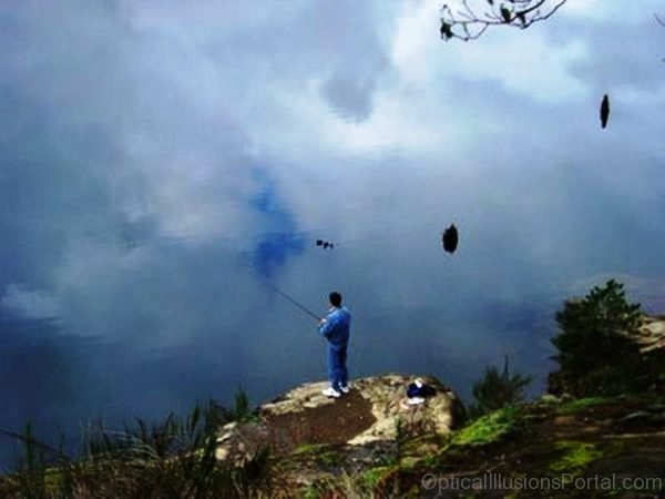 Fishing in Sky Optical Illusion