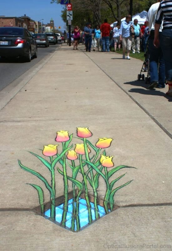 Flowers Chalk Drawing