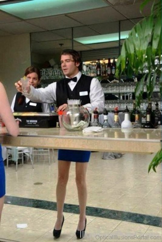 Half Waiter Half Woman Optical Illusion