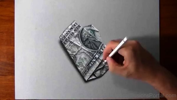 One Dollar 3D Illusion Drawing