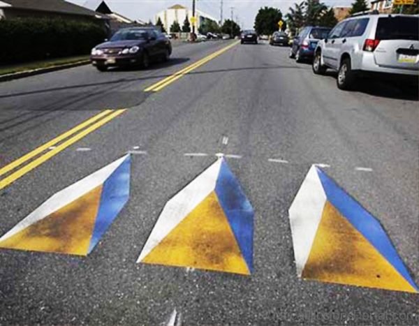 Optical Illusion Creates Fake Speed Bumps