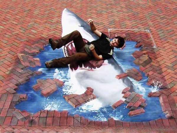 Shark 3D Chalk Art
