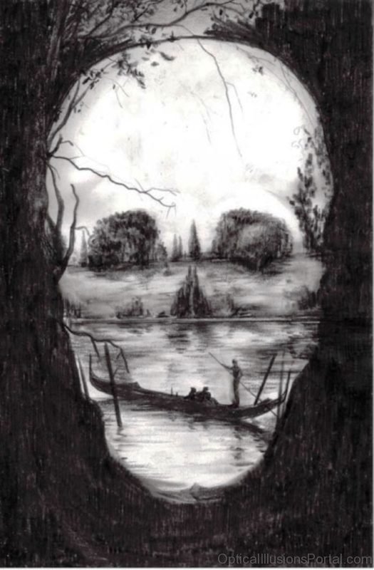 Skull And Gondola Optical Illusion