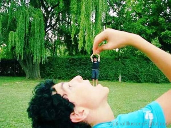 The Man Eating Giant Optical Illusion