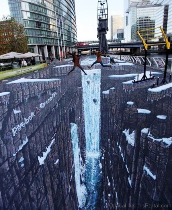 Waterfalls 3D Chalk Drawing