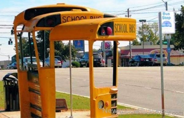 Yellow Bus Stop Optical Illusion