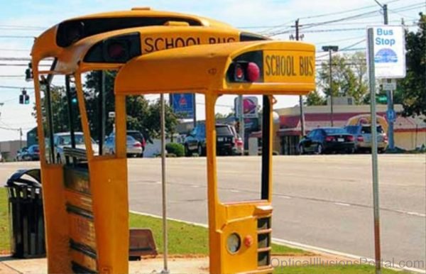 Yellow Bus Stop Otpical Illusion