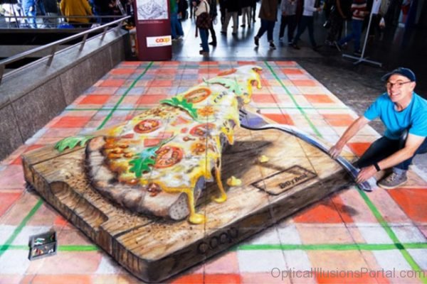 Zurich Pizza Pavement Drawing