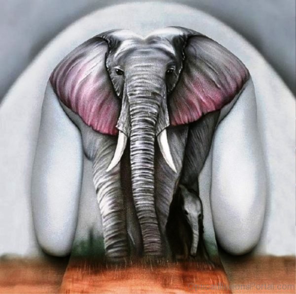 Elephant Body Paint Optical Illusion