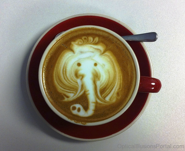 Elephant In the Coffee Cup Optical Illusion