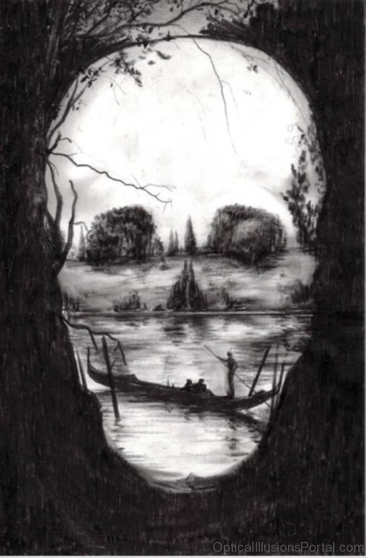 Skull And Gondola Optical Illusion