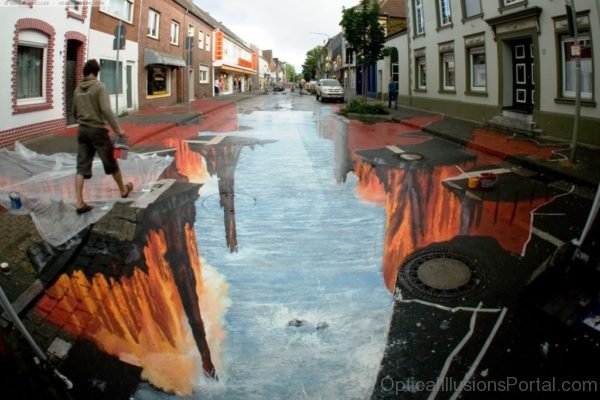 Stunning Optical Illusions Created by Street Chalk Artists