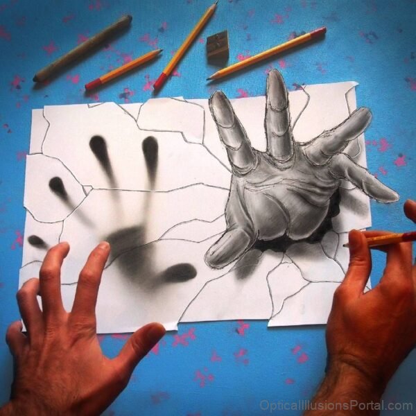 3D Hand Drawings Optical Illusion 