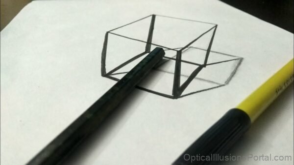 Drawing 3d cube optical