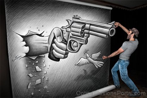 Gun Man Optical Illusion