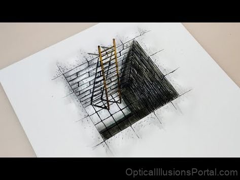 Ladder Drawing Optical Illusion