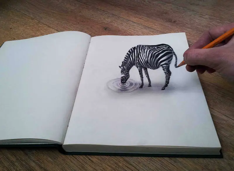 Optical Illusion Drawing of Zebra1