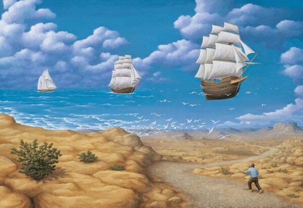 Image Optical Illusion Boats Art